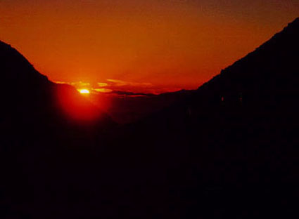 白山に沈む夕日